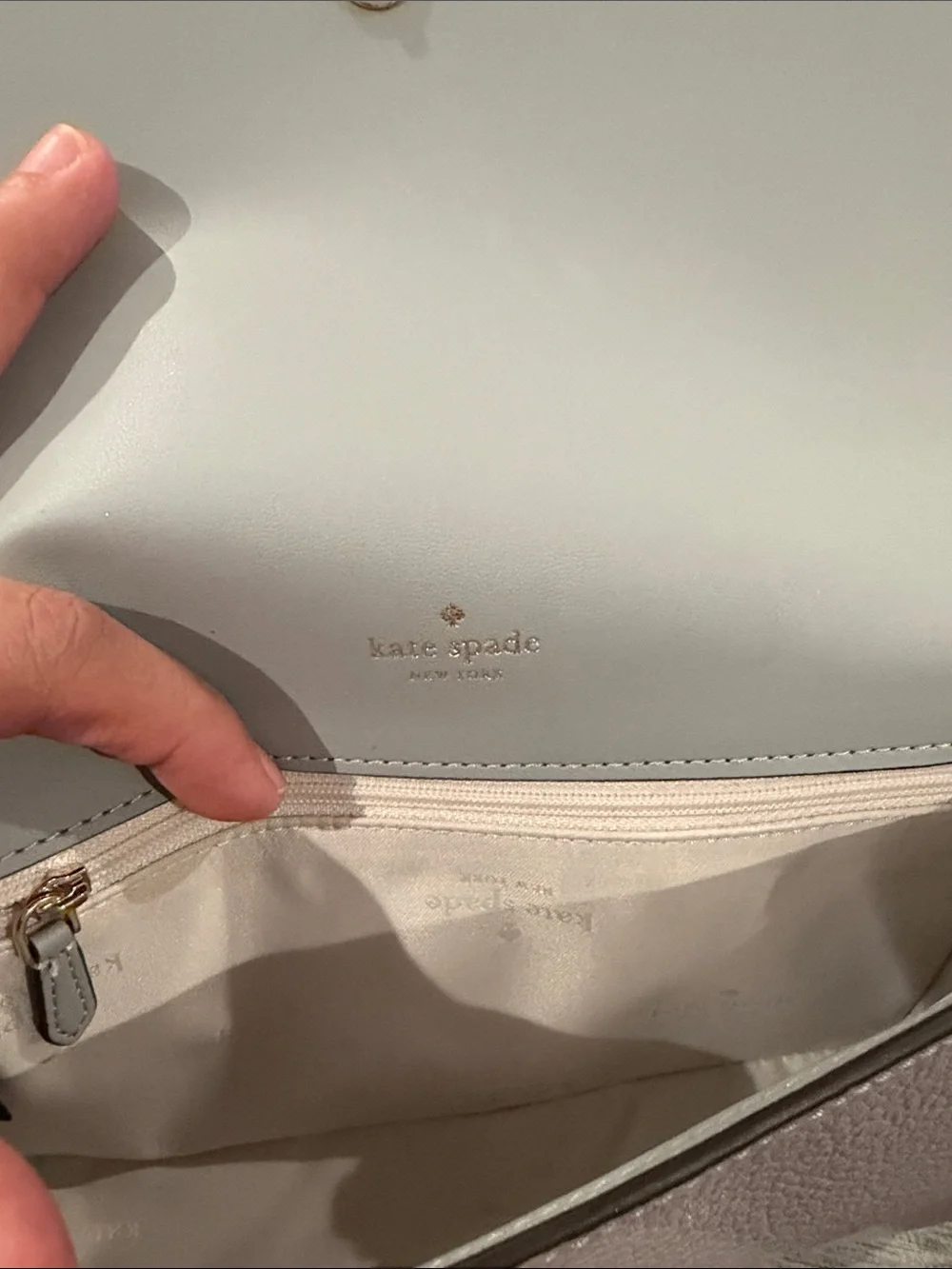 kate spade Two-Tone Pebbled Leather Crossbody - Gray & Cream